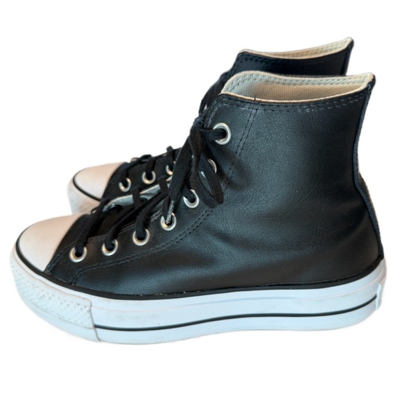 Converse Chuck Taylor All Star Lift Platform Leather High Top Women’s 6.5 Black - Picture 8 of 14